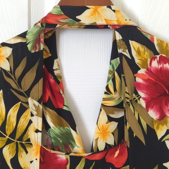 White Stag Y2K Vintage Tropical Floral Sleeveless Button Front Midi Shift Dress - Picture 11 of 12